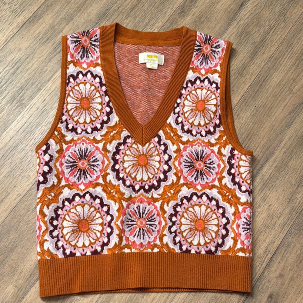 Maeve Women’s Knit Vest in Orange and Pink